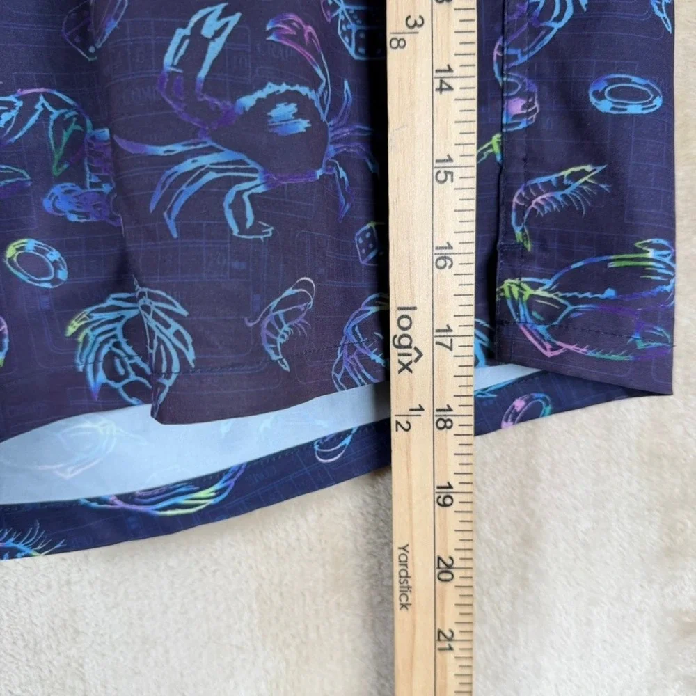 Peter Millar Mens Navy Neon Crab Dice Shrimp Swim Trunks Shorts Sz XL